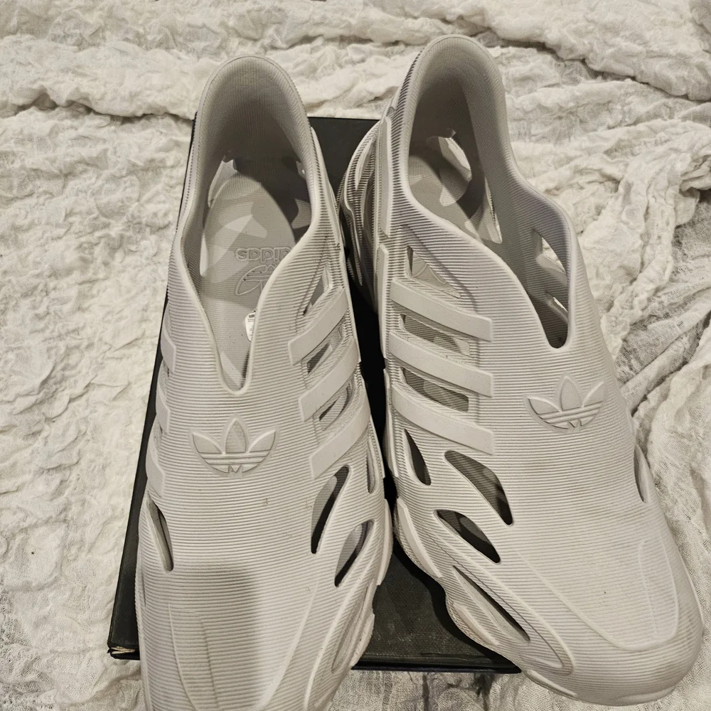 Adidas White Cut-Out Slip-On Shoes